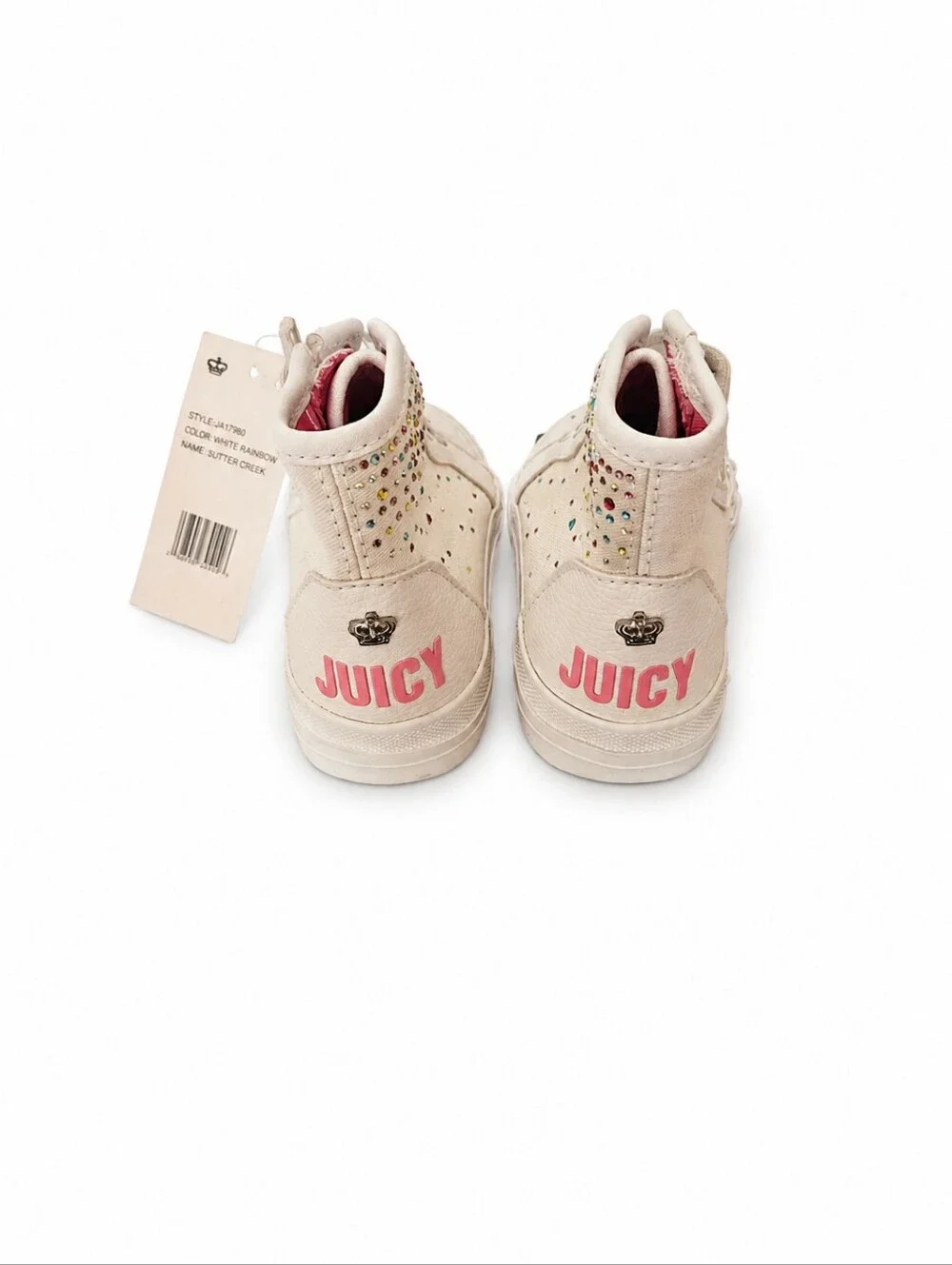 Juicy Couture Sutter Creek Rainbow Rhinestone High-Top Sneakers – Girls Size 7M